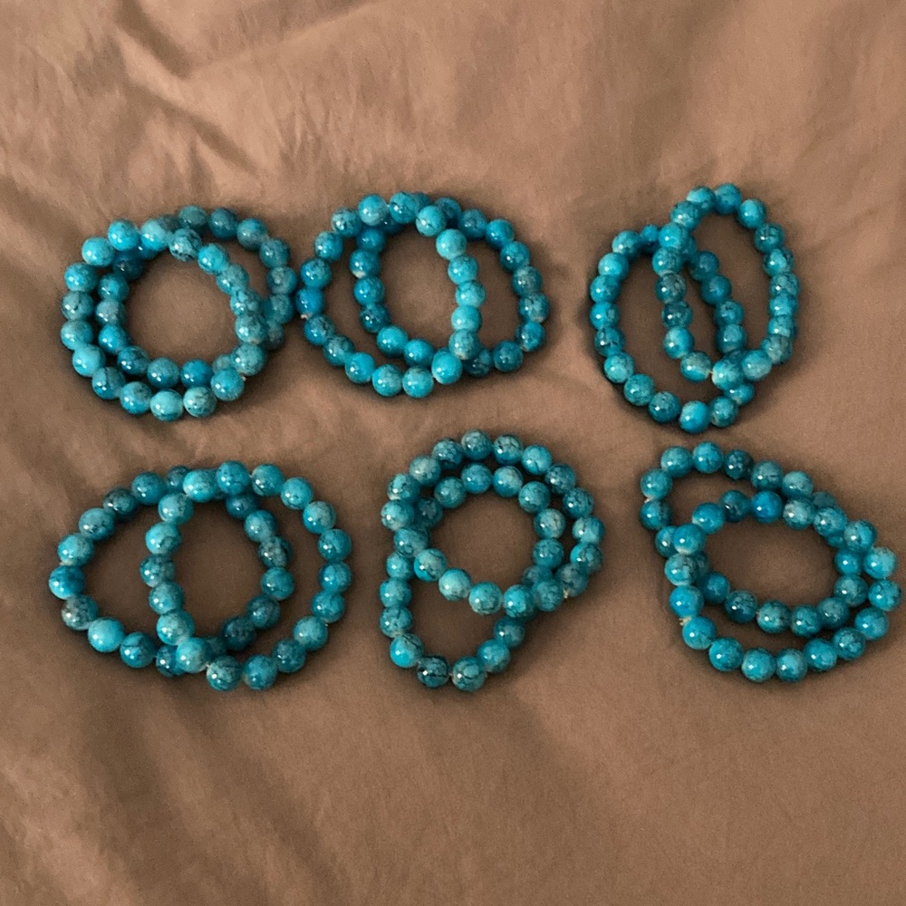 Turquoise Colored Beaded Bracelet Set (1 dozen)